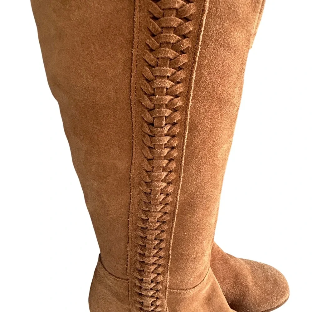 Matisse Suede Tan Over The Knee Boots Size 8‎ Braided Tall boho western